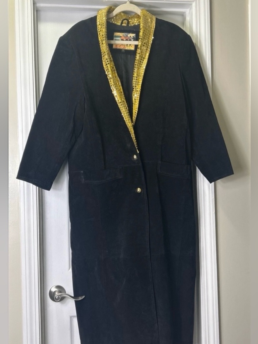 Black Suede Jacket with Gold Accents